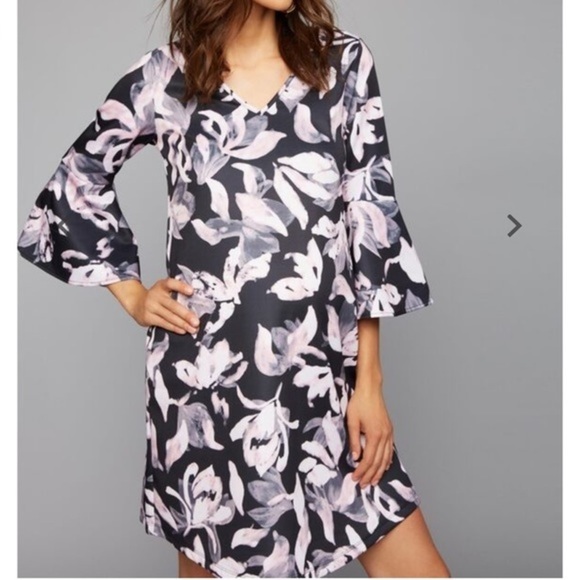 Soon Floral Bell Sleeve Maternity Dress Size Small - Picture 3 of 6